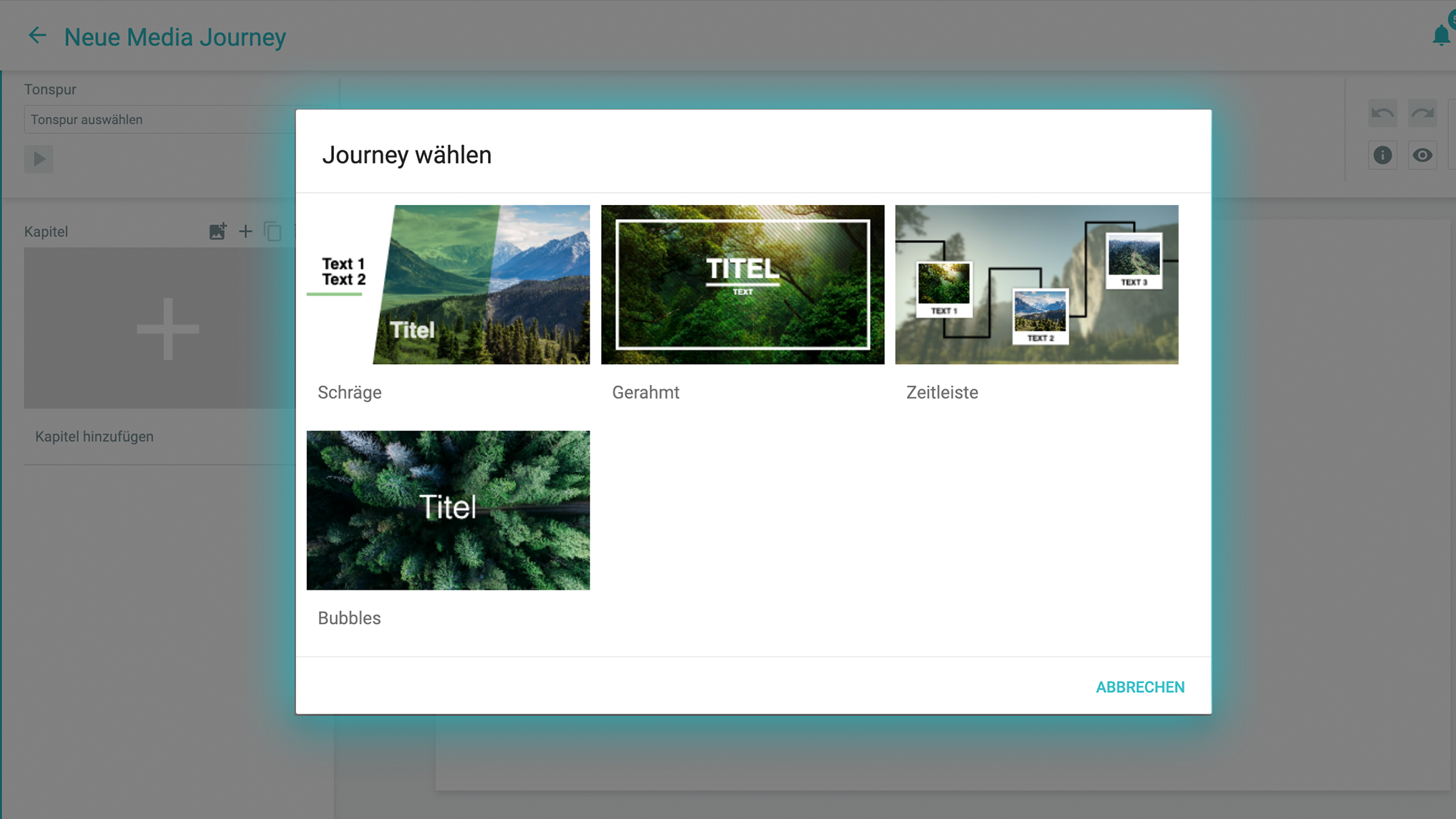 Choose a template to create your Media Journey